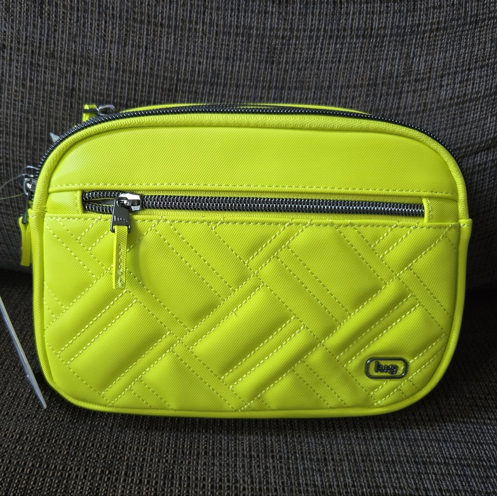 NWT Lug Super Coupe 3 Satin Luxe VL Convertible Crossbody Bag in Lemon Lime